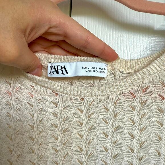 ZARA Cream Cable Knit Long Sleeve Mini Dress – Size L - Picture 4 of 5